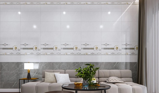 Phòng khách ốp gạch 30x60 vân đá